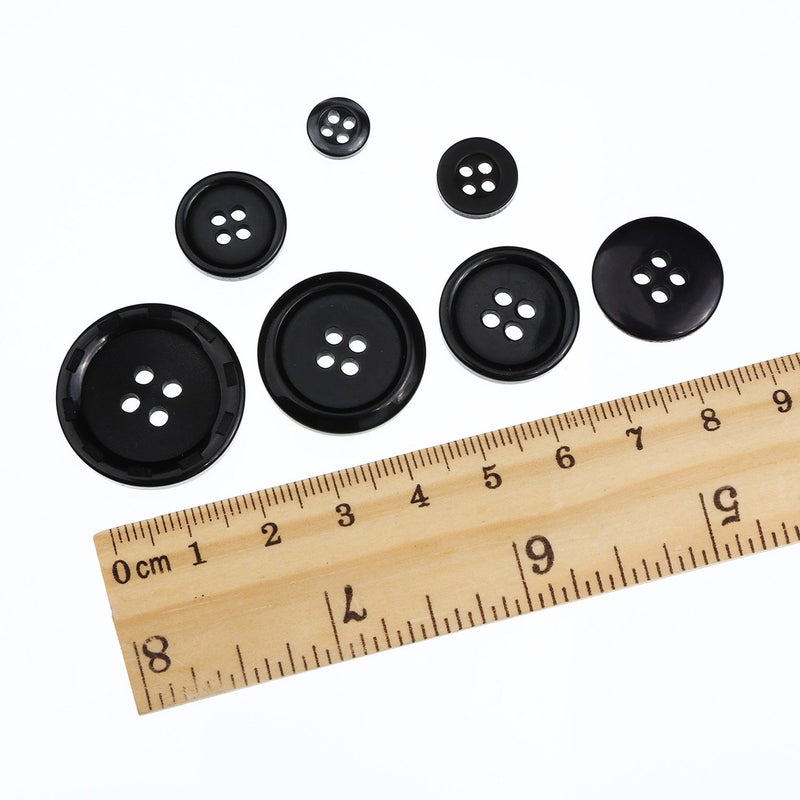 Bememo 400 Pcs Black Buttons for Crafts 2 and 4 Holes Assorted 7 Sizes Sewing Buttons Bulk with Storage Box for Clothes DIY Crafts Coats Shirts Pants Shorts - Image 2